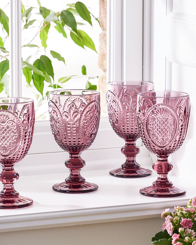 Fleur De Lys Pink Wine Goblet