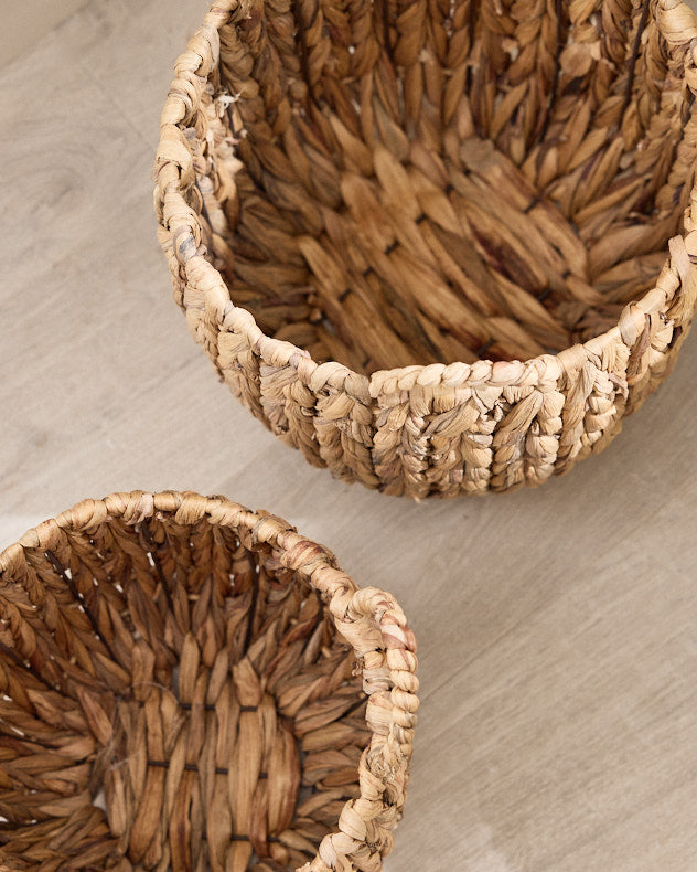 Set of 2 Water Hyacinth Basket Planters