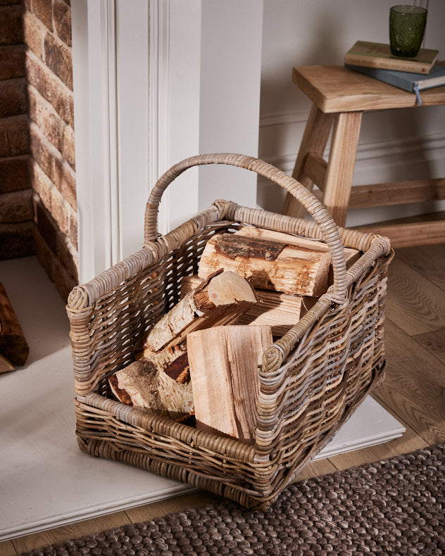 Medium Rattan Open Log Basket