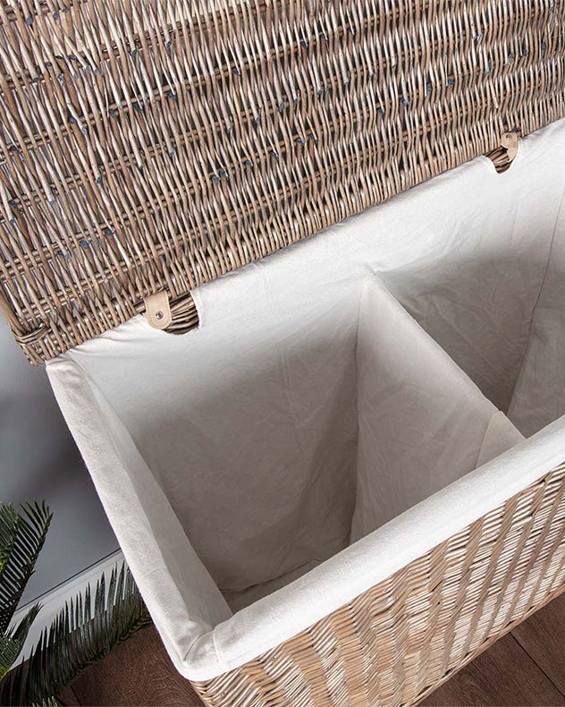 Wicker Laundry Basket with Partition