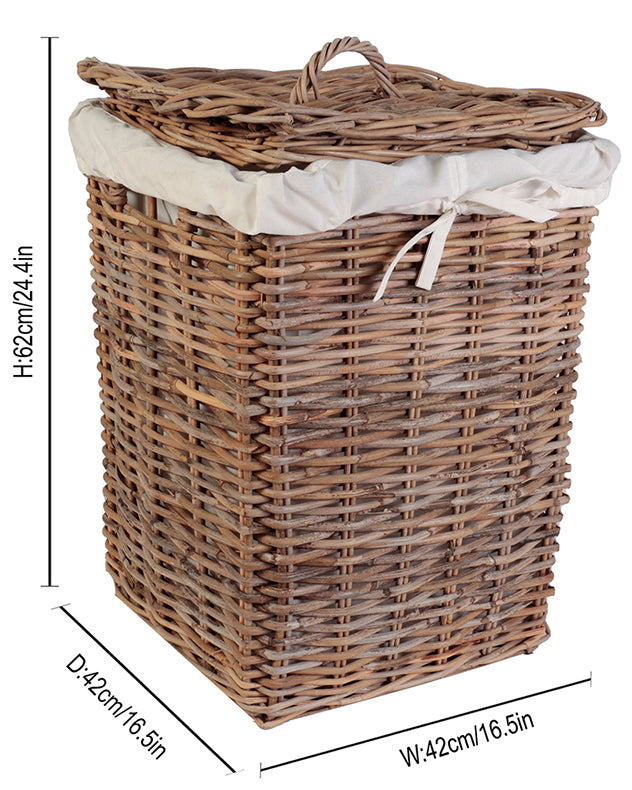 Large Square Rattan Laundry Hamper Basket