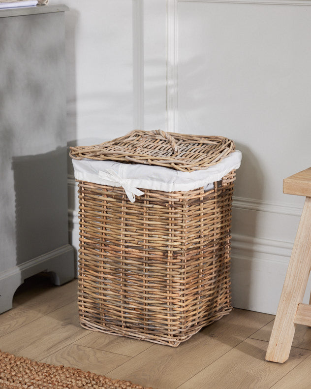 Small Square Rattan Laundry Hamper Basket