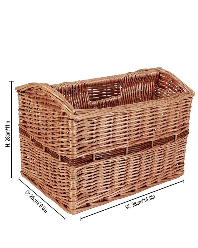 Wicker Double Magazine Rack Basket