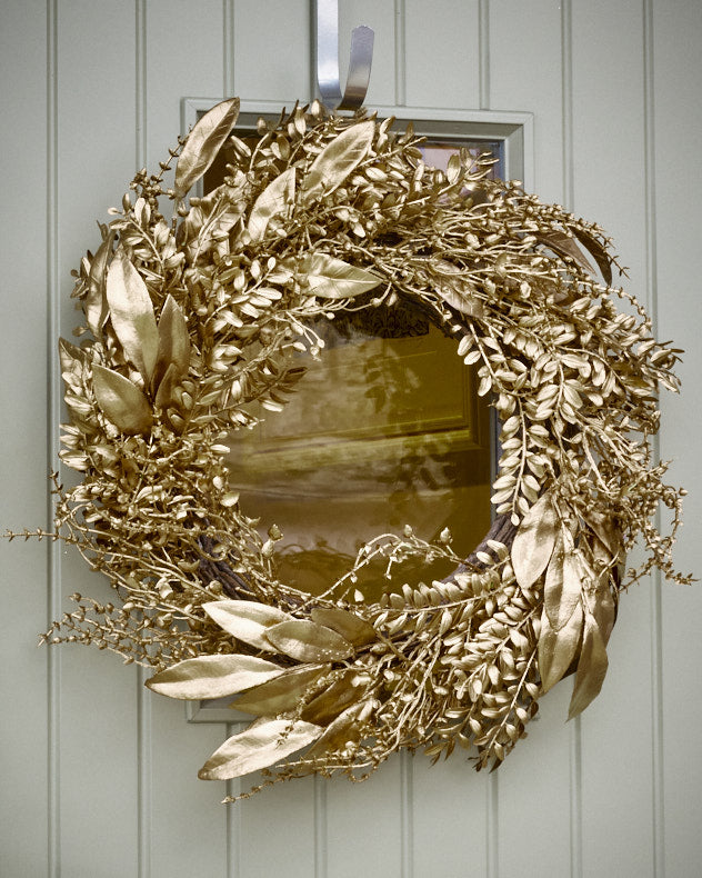 Luxury Large Champagne Gold Laurel Wreath 55cm