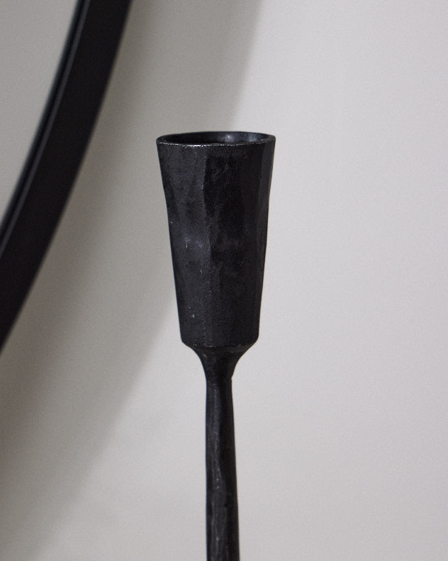 Square Marble Base Black Candle Holder
