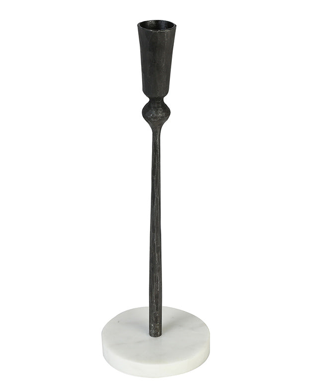 Bougeoir rond noir à base de marbre