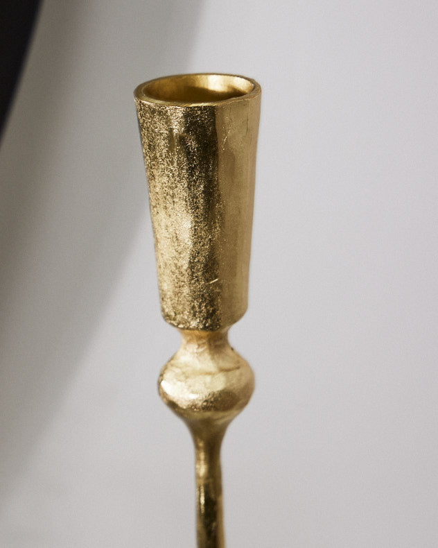 Gold Candle Holder with Round Marble Base