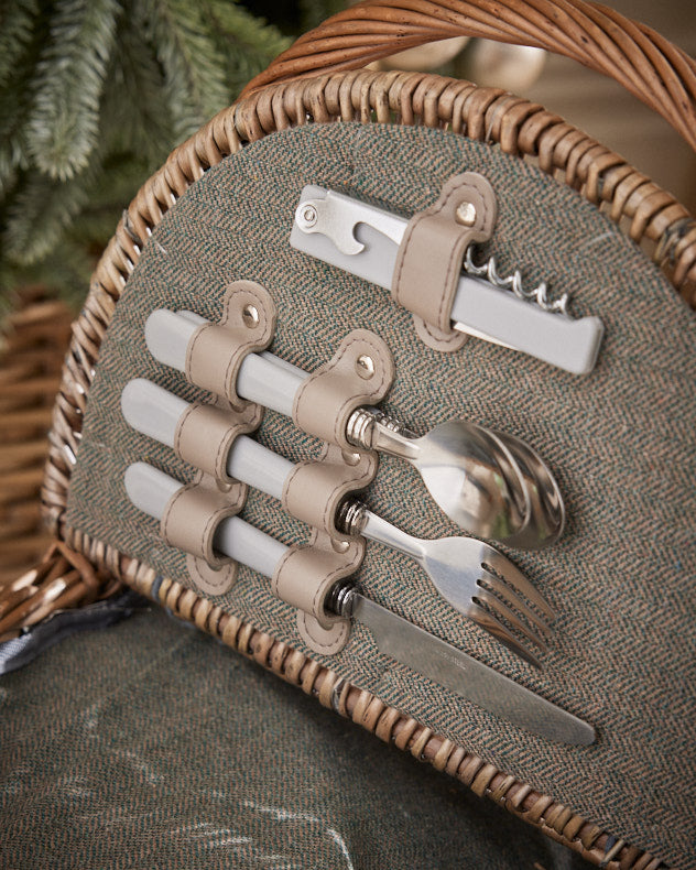 Grey Tweed 2 Person Picnic Hamper