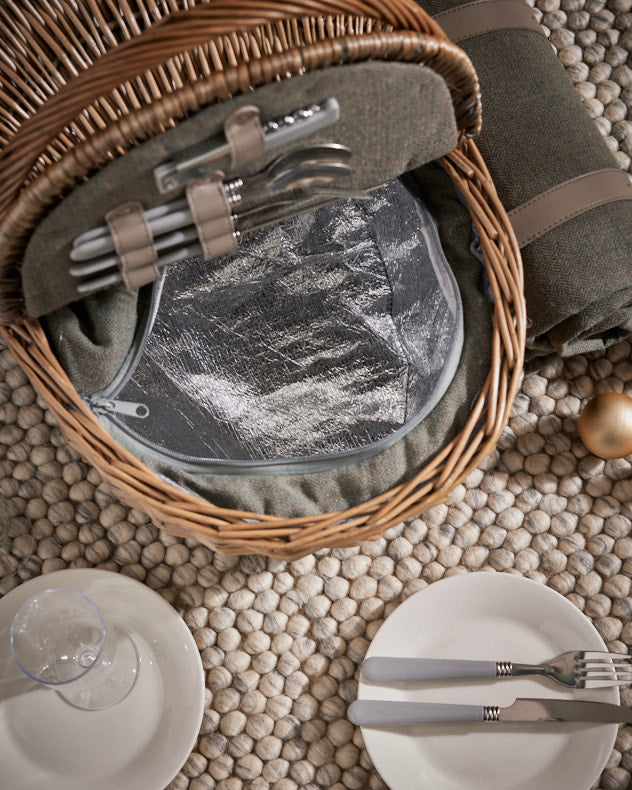 Grey Tweed 2 Person Picnic Hamper