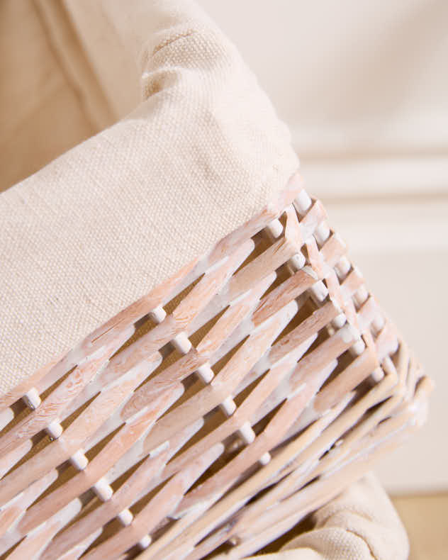 Set of 3 White Wicker Storage Baskets