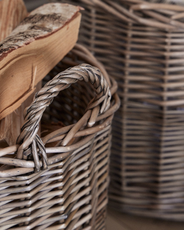 Set of Two Rustic Willow Log Baskets