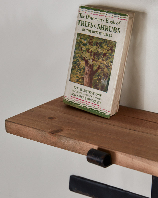 Rustic Pine 92cm Shelf with Hooks