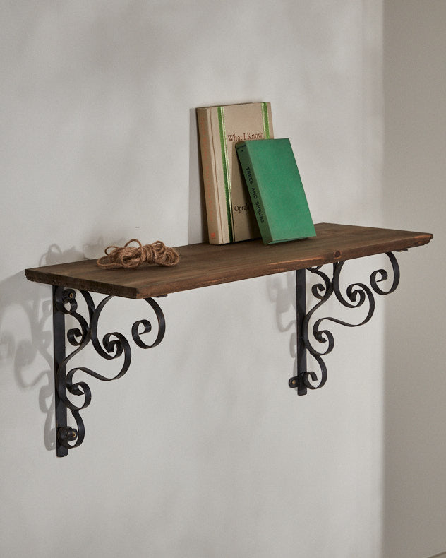 Rustic Pine Shelf with Brackets