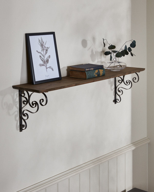 Rustic Pine Shelf with Brackets Dibor