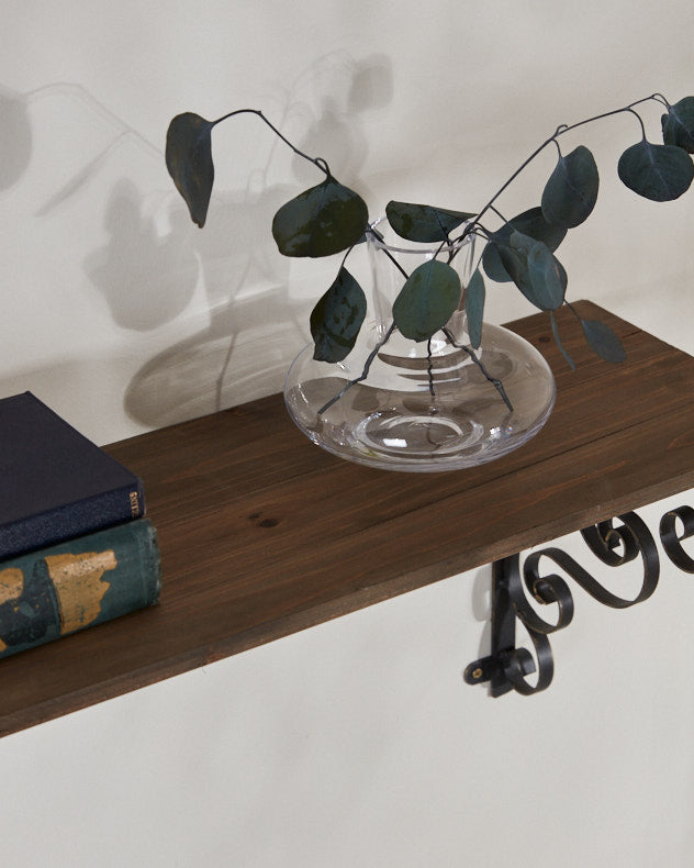 Rustic Pine Shelf with Brackets