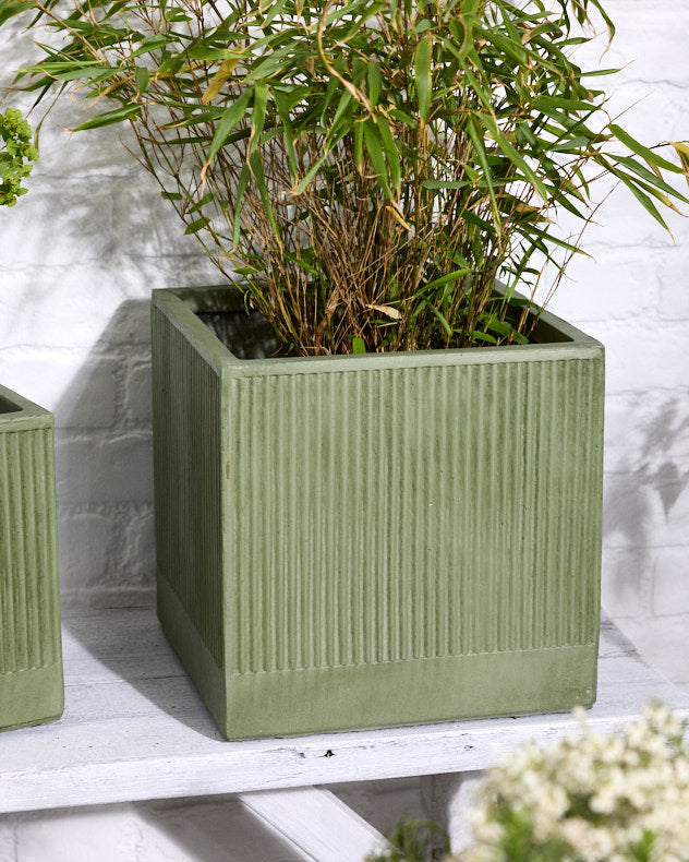 Agri Set of 4 Green Ribbed Planters
