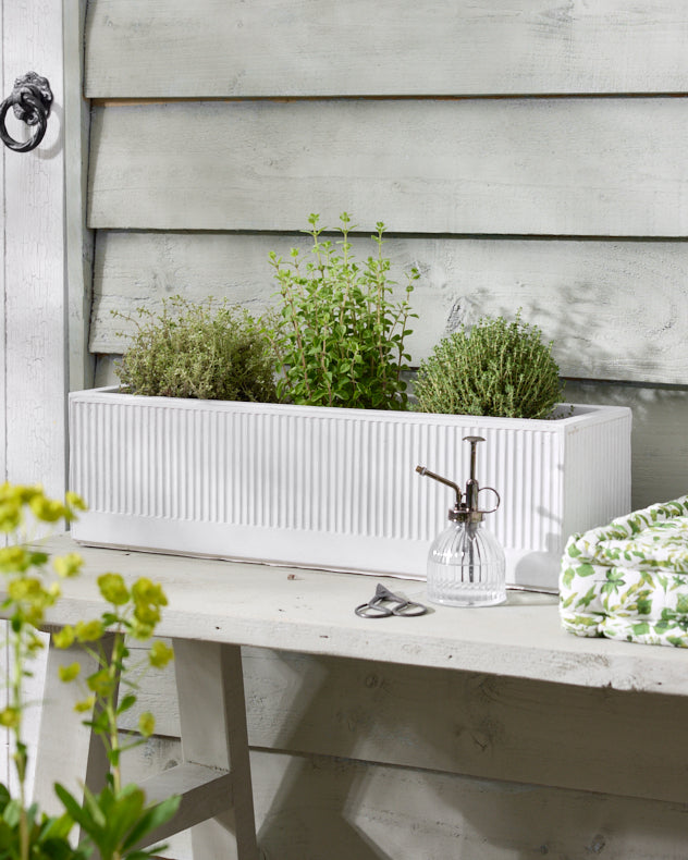 Mela Wide White Ribbed Planter Collection