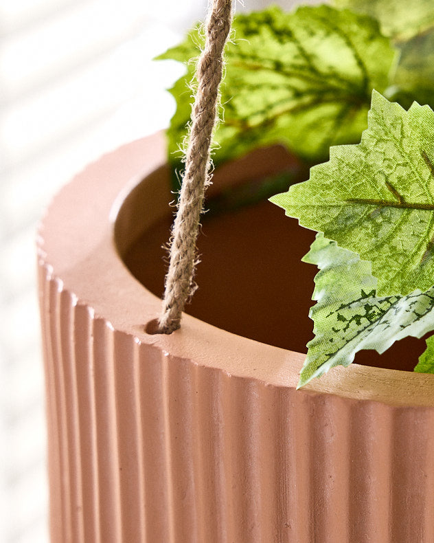 Roma Set of 2 Ribbed Terracotta Hanging Plant Pots