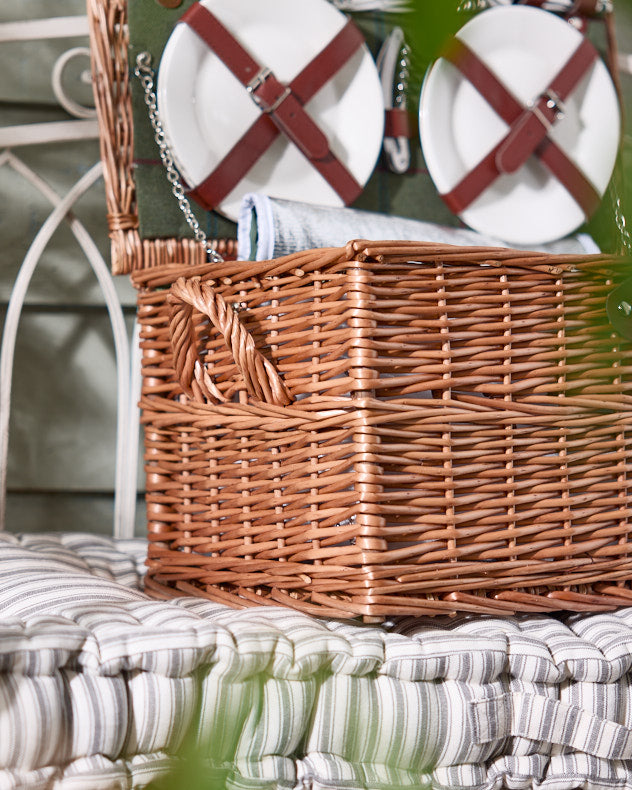 Four Person Green Tweed Chest Picnic Hamper