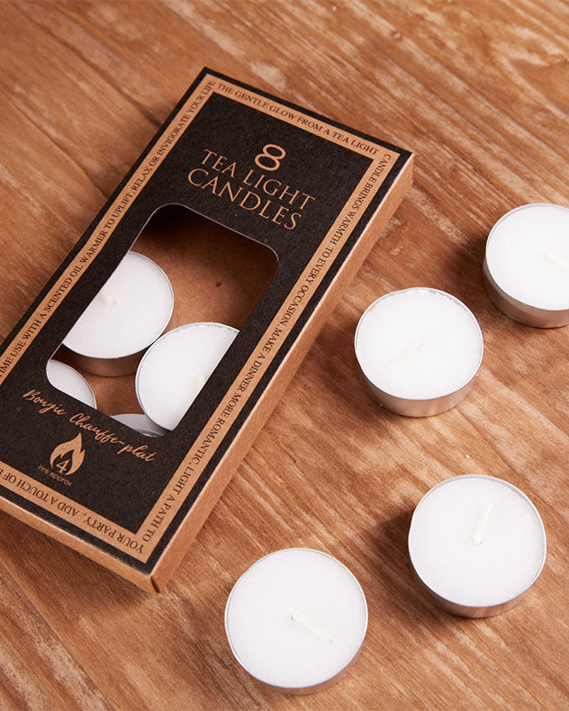 Lot de 8 bougies chauffe-plat blanches classiques