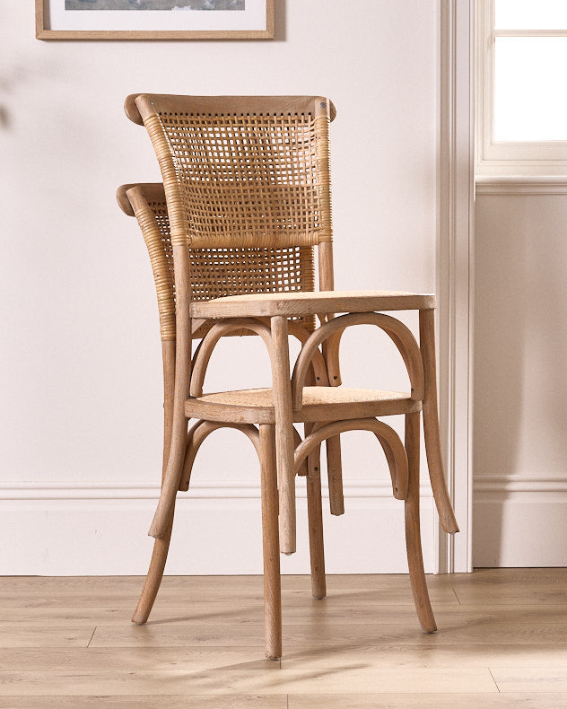 Set of 2 Wicker Dining Chairs