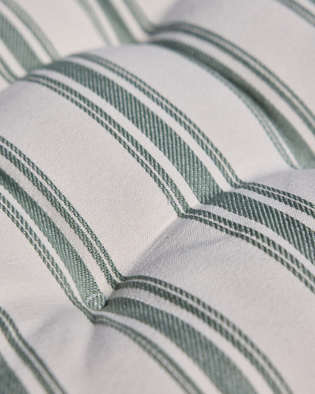 Set of 2 Forest Green Stripe Cotton Seat Pads with Ties