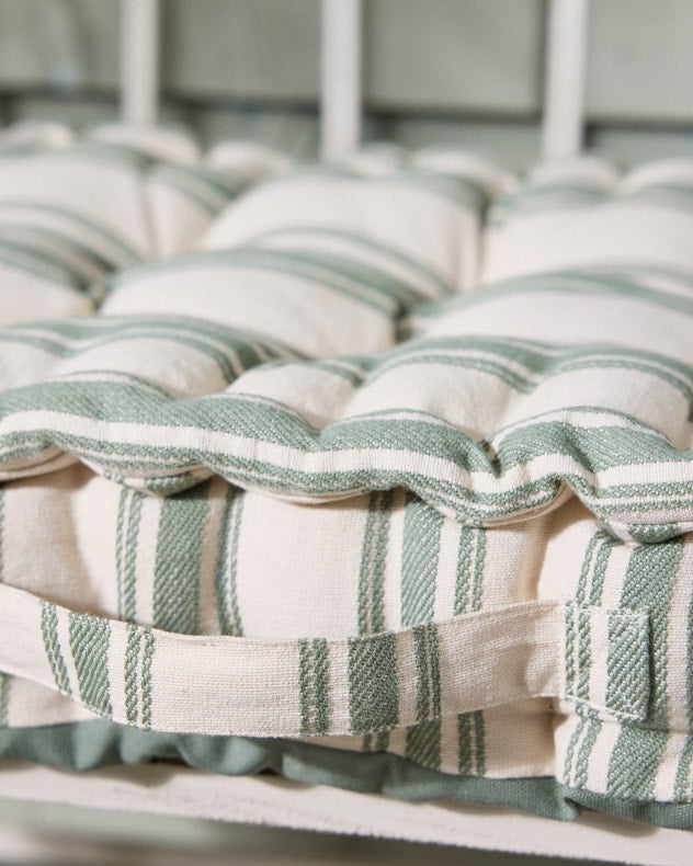 Green Stripe Garden Bench Cushion