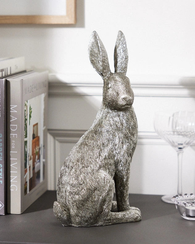 Silver Sitting Hare Ornament