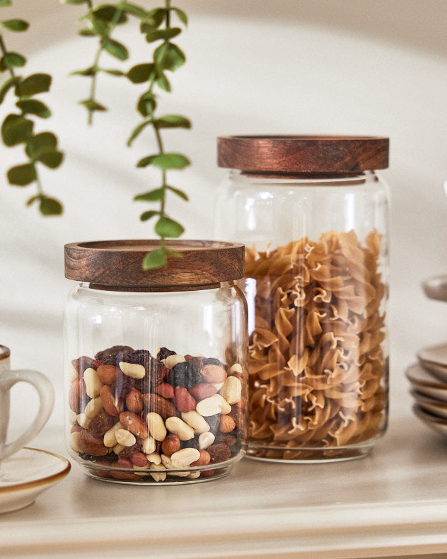 Glass jars with wooden lids hotsell