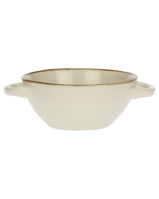 Petra Ivory Ceramic Soup Bowl with Handles