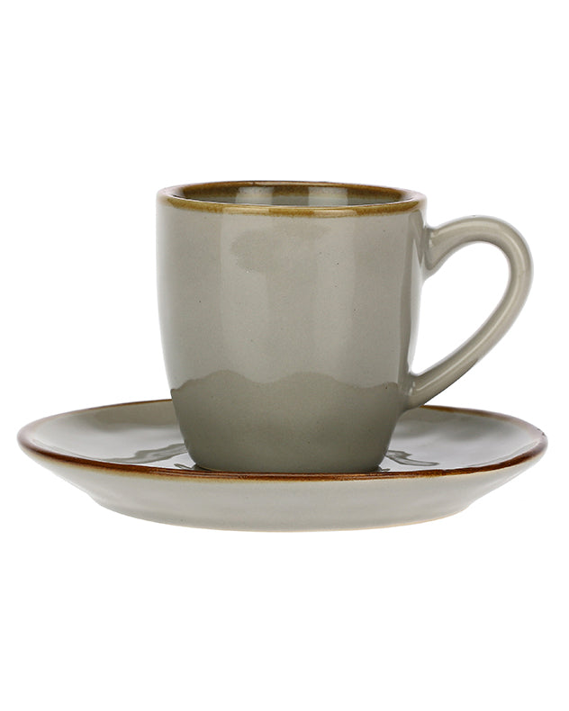Seda Graue Keramiktasse und Untertasse