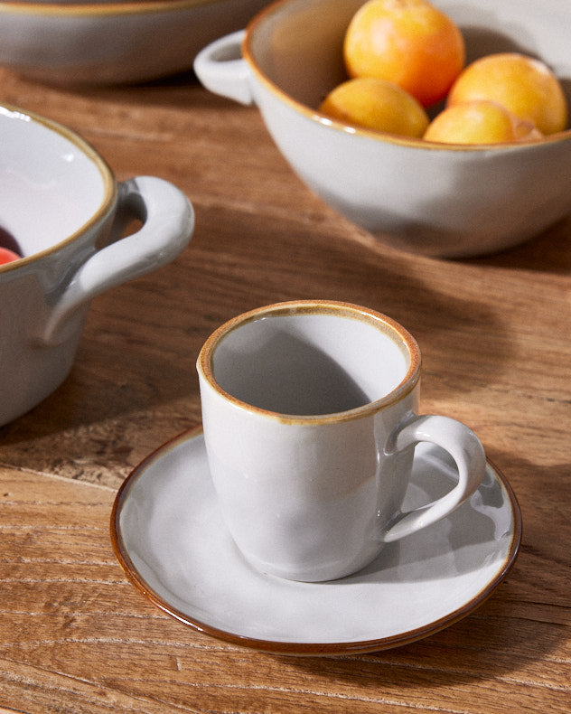 Seda Graue Keramiktasse und Untertasse