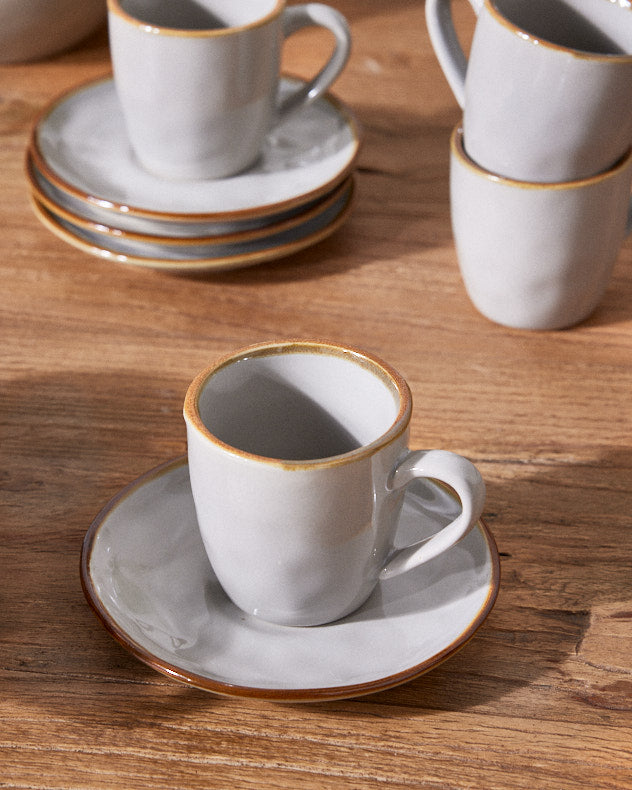 Seda Graue Keramiktasse und Untertasse