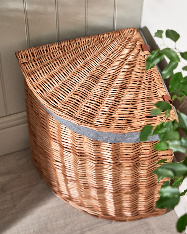 Corner Laundry Basket with Grey Lining