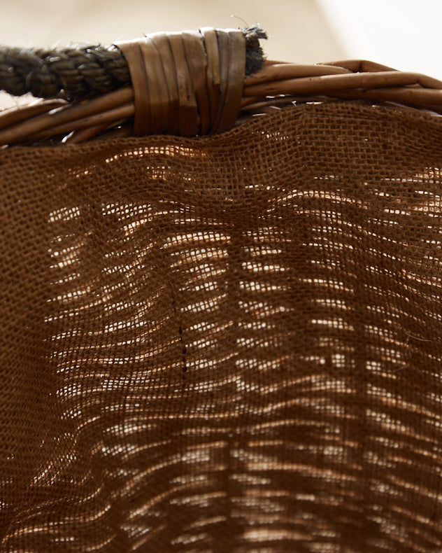 Curved Wicker Log Basket with Hessian Lining