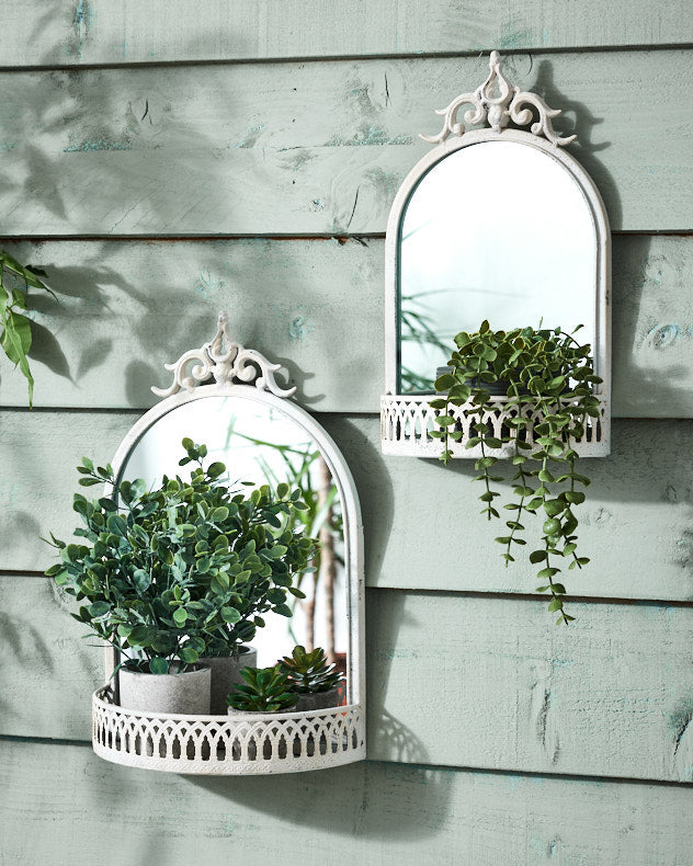 Set of 2 Rococo Wall Mirrors with Shelf