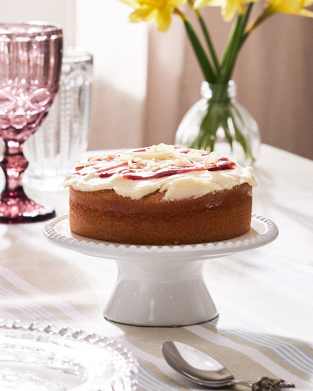 White Ceramic Cake Stand with Beaded Edge Dibor Tableware