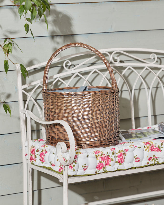 Round Grey Picnic Basket with Chiller Compartment