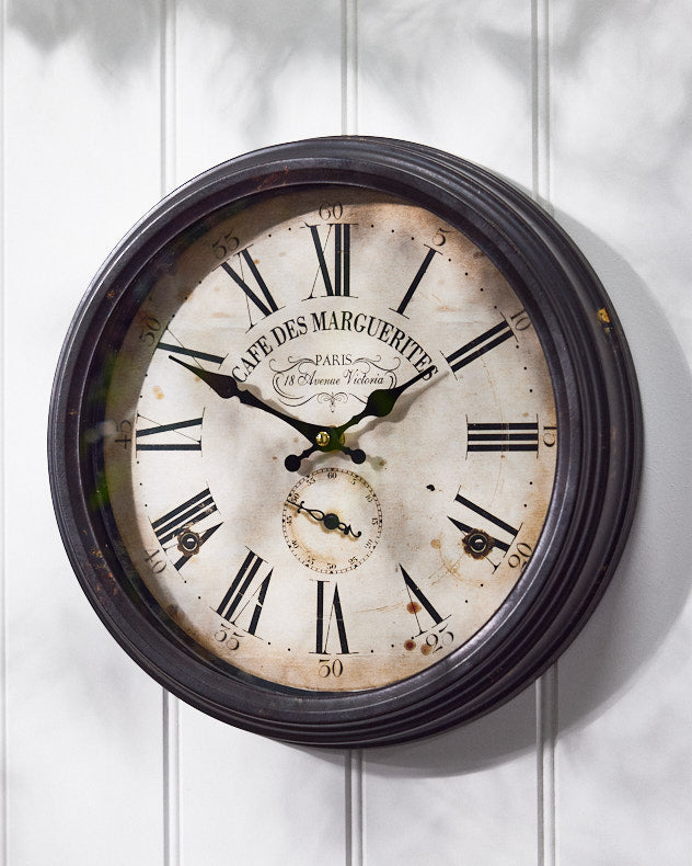 Marguerite Black Wall Clock 31cm