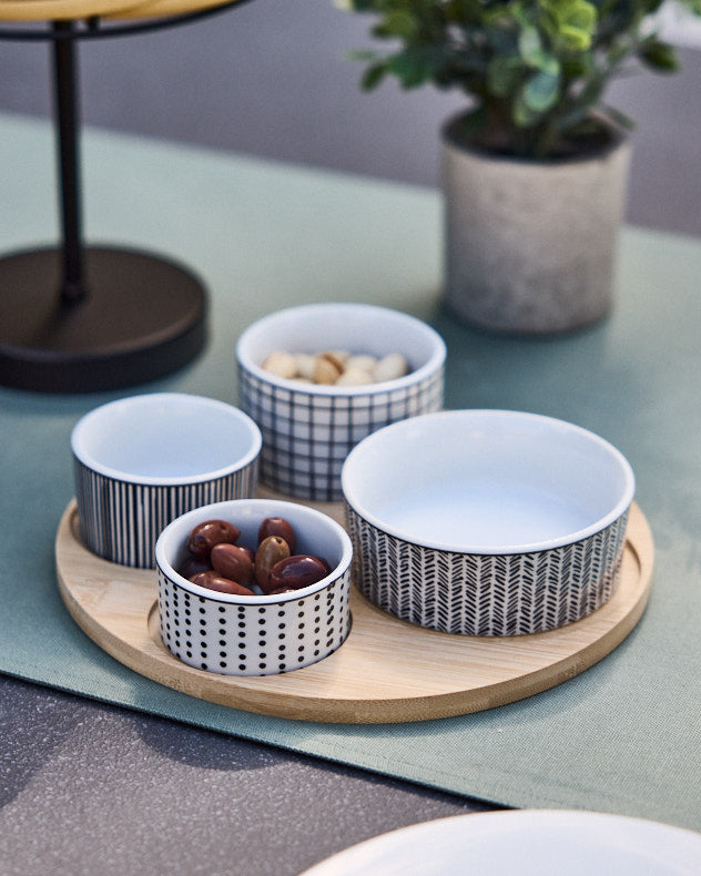 Black and white serving bowls best sale