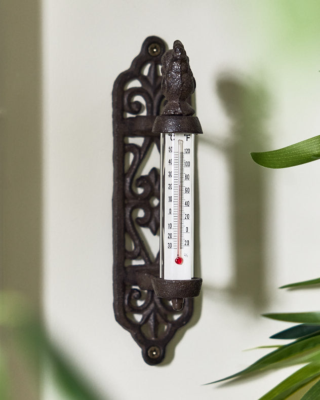 Rooster Cast Iron Garden Thermometer
