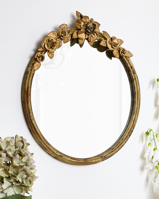 Canova Floral Gold Round Mirror