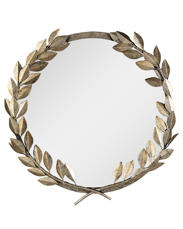 Laurent Botanical Gold Round Mirror
