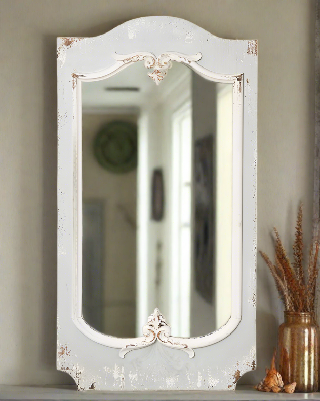 Carteret White Wood Wall Mirror