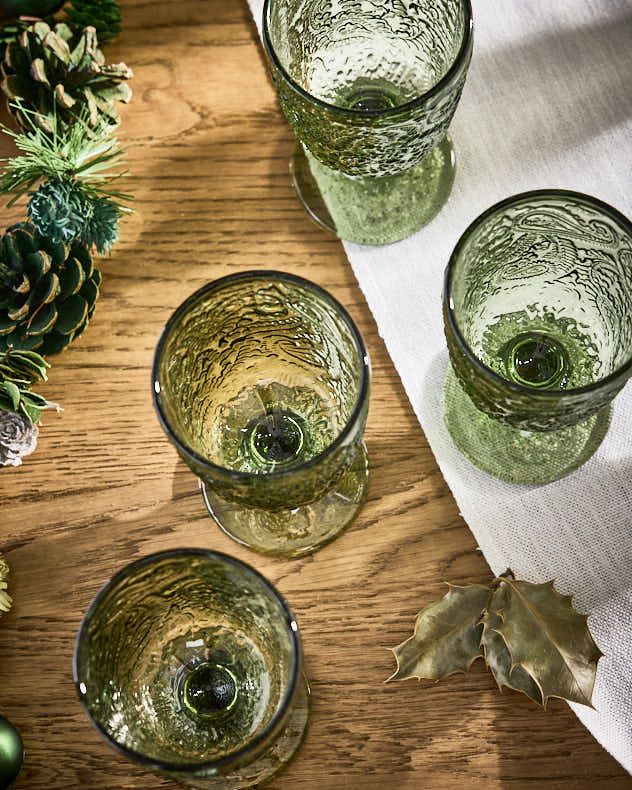 Lugo Paisley Green Wine Glass