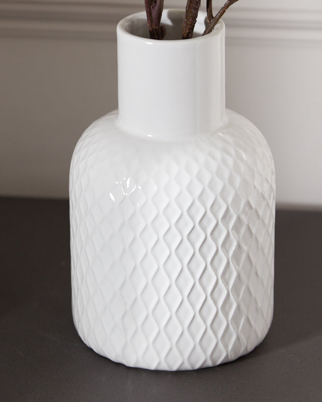 Cream Blossom Spray in Geometric Vase