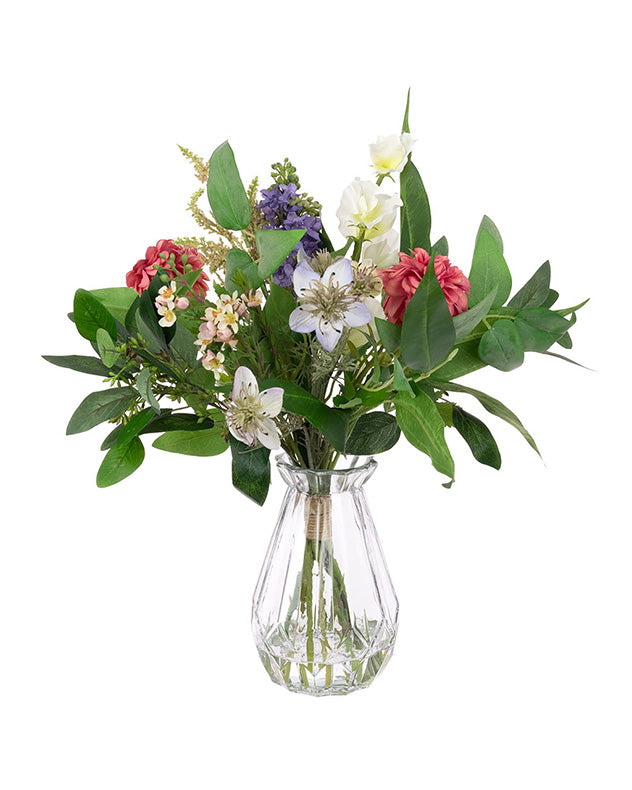 Dahlia Floral Bouquet in Glass Vase
