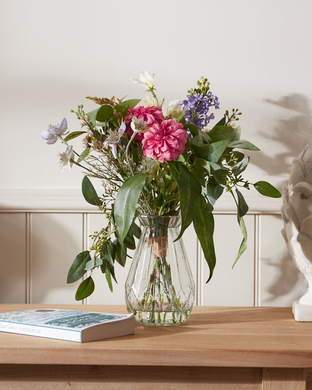 Dahlia Floral Bouquet in Glass Vase