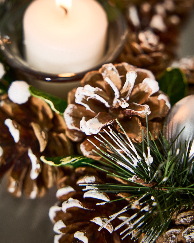 Centre de table rond argenté pour bougie chauffe-plat