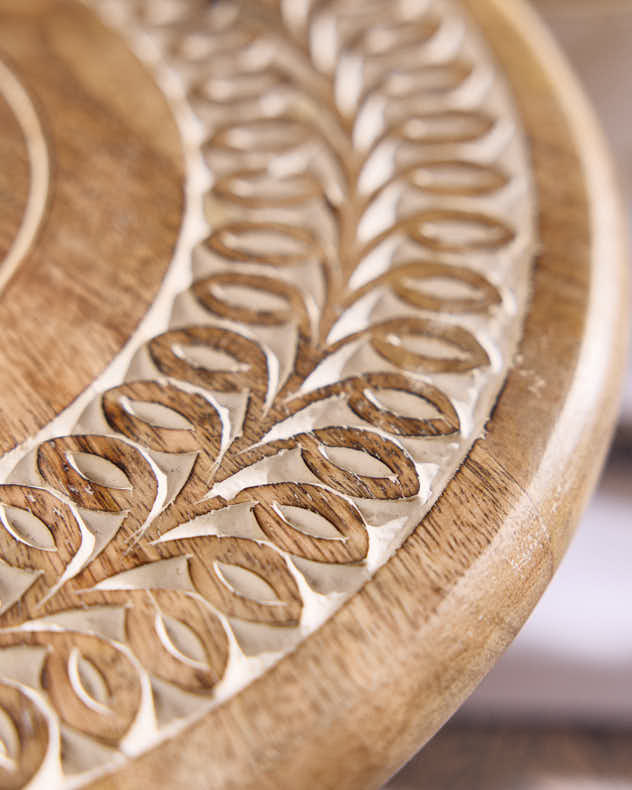 Ordino Carved Wooden Cake Stand